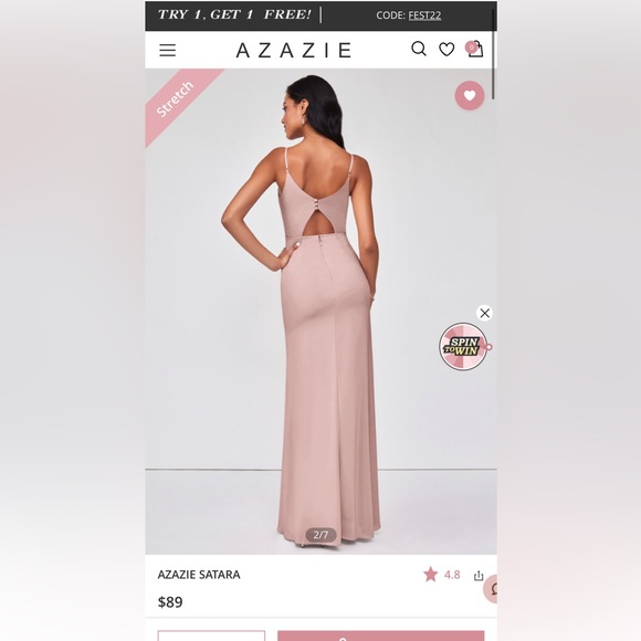 Azazie Satara Gown - Dusty Rose - Size A2 - Picture 2 of 3